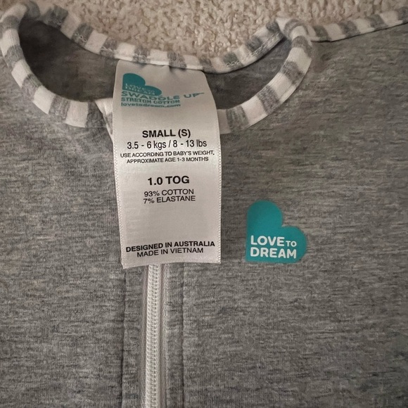 Love to Dream Gray Swaddle with Striped Trim - Picture 2 of 4